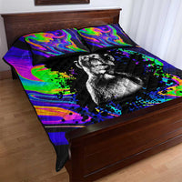 Funny Psychedelic Monkey Thinker Quilt Bed Set Trippy Curiosity Vibes