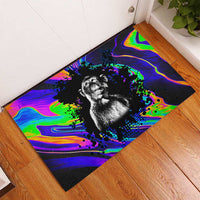 Funny Psychedelic Monkey Thinker Rubber Doormat Trippy Curiosity Vibes