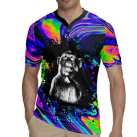 Funny Psychedelic Monkey Thinker Rugby Jersey Trippy Curiosity Vibes