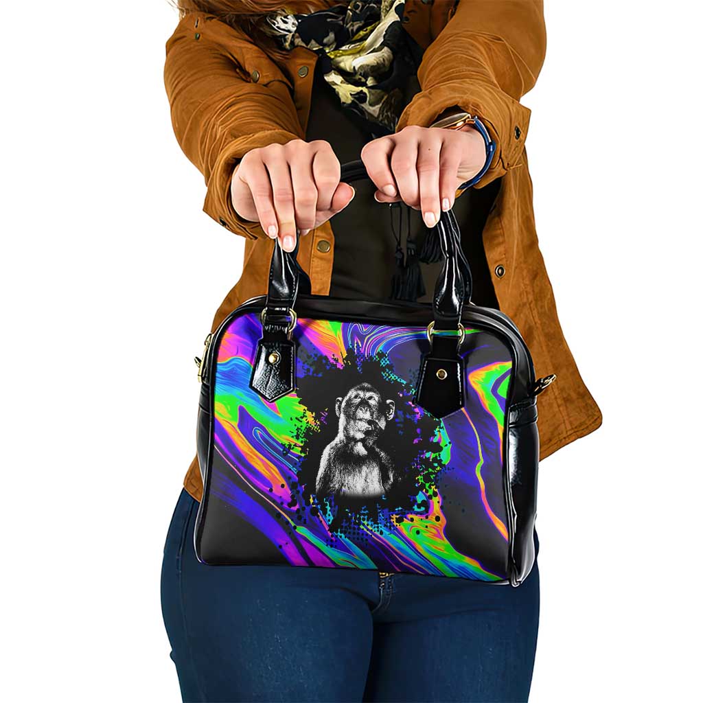 Funny Psychedelic Monkey Thinker Shoulder Handbag Trippy Curiosity Vibes