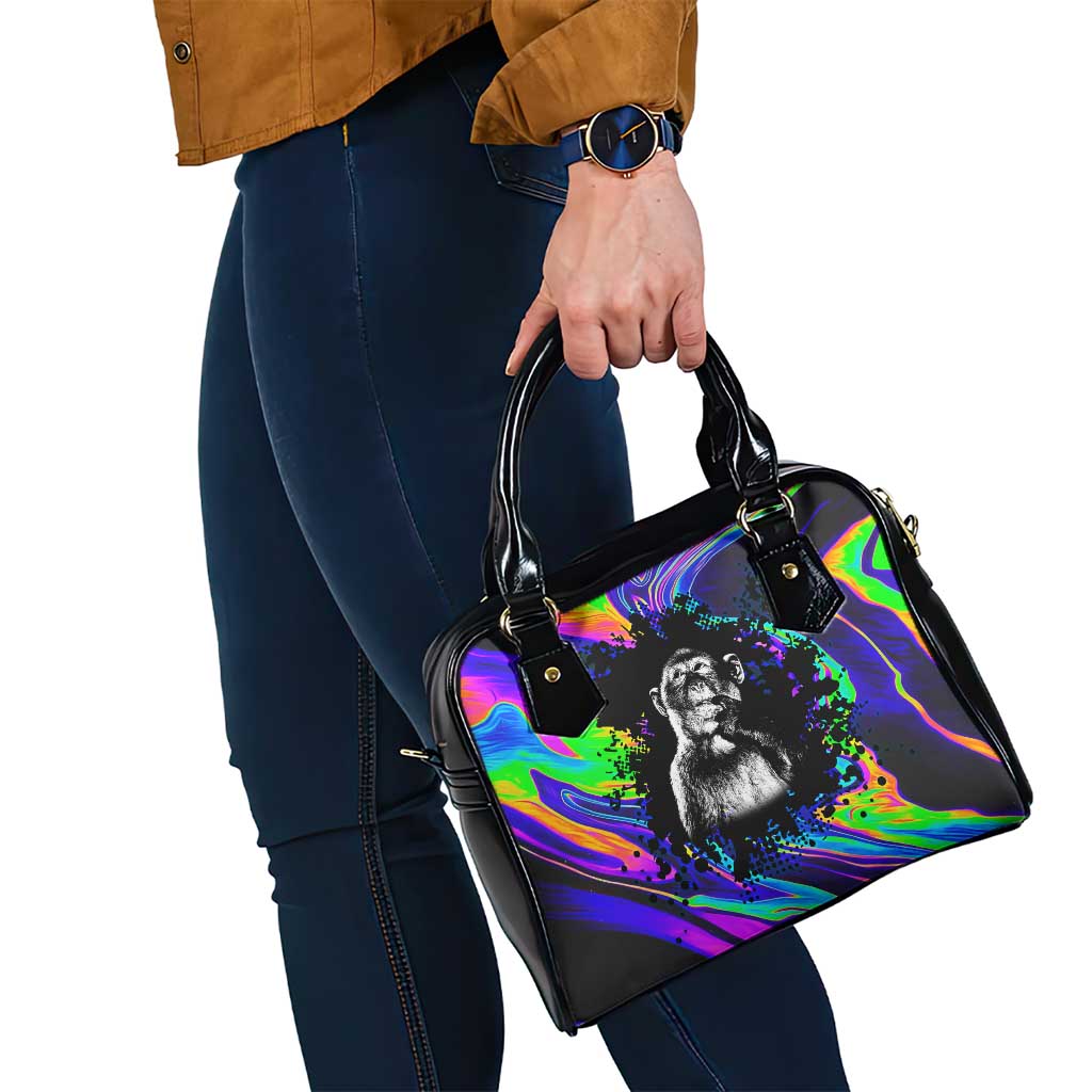 Funny Psychedelic Monkey Thinker Shoulder Handbag Trippy Curiosity Vibes