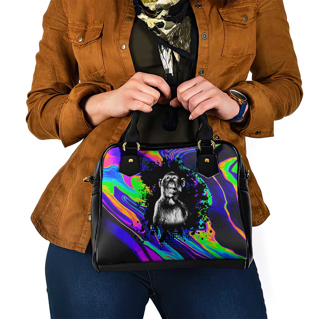 Funny Psychedelic Monkey Thinker Shoulder Handbag Trippy Curiosity Vibes