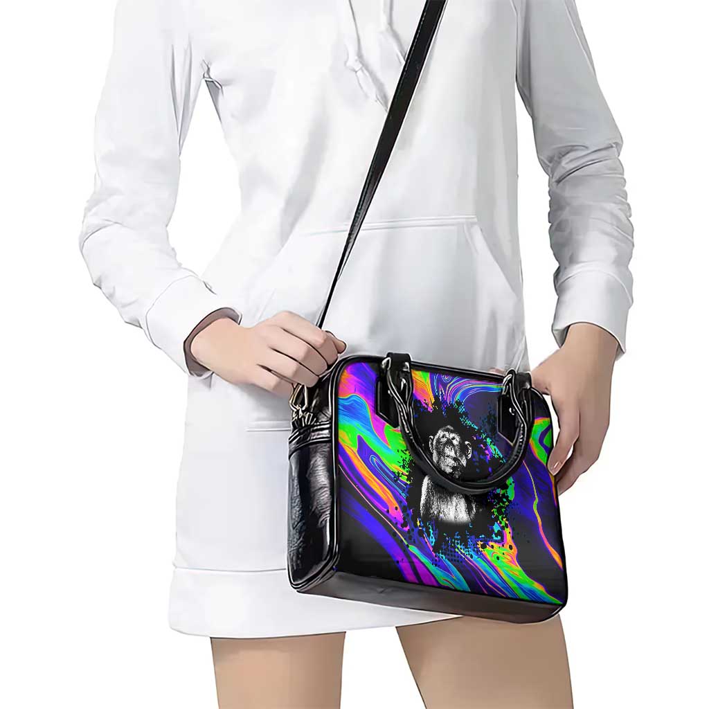 Funny Psychedelic Monkey Thinker Shoulder Handbag Trippy Curiosity Vibes