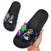 Funny Psychedelic Monkey Thinker Slide Sandals Trippy Curiosity Vibes