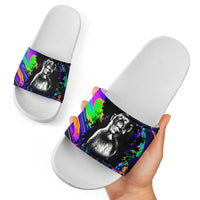 Funny Psychedelic Monkey Thinker Slide Sandals Trippy Curiosity Vibes