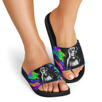 Funny Psychedelic Monkey Thinker Slide Sandals Trippy Curiosity Vibes