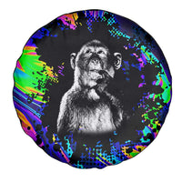 Funny Psychedelic Monkey Thinker Spare Tire Cover Trippy Curiosity Vibes