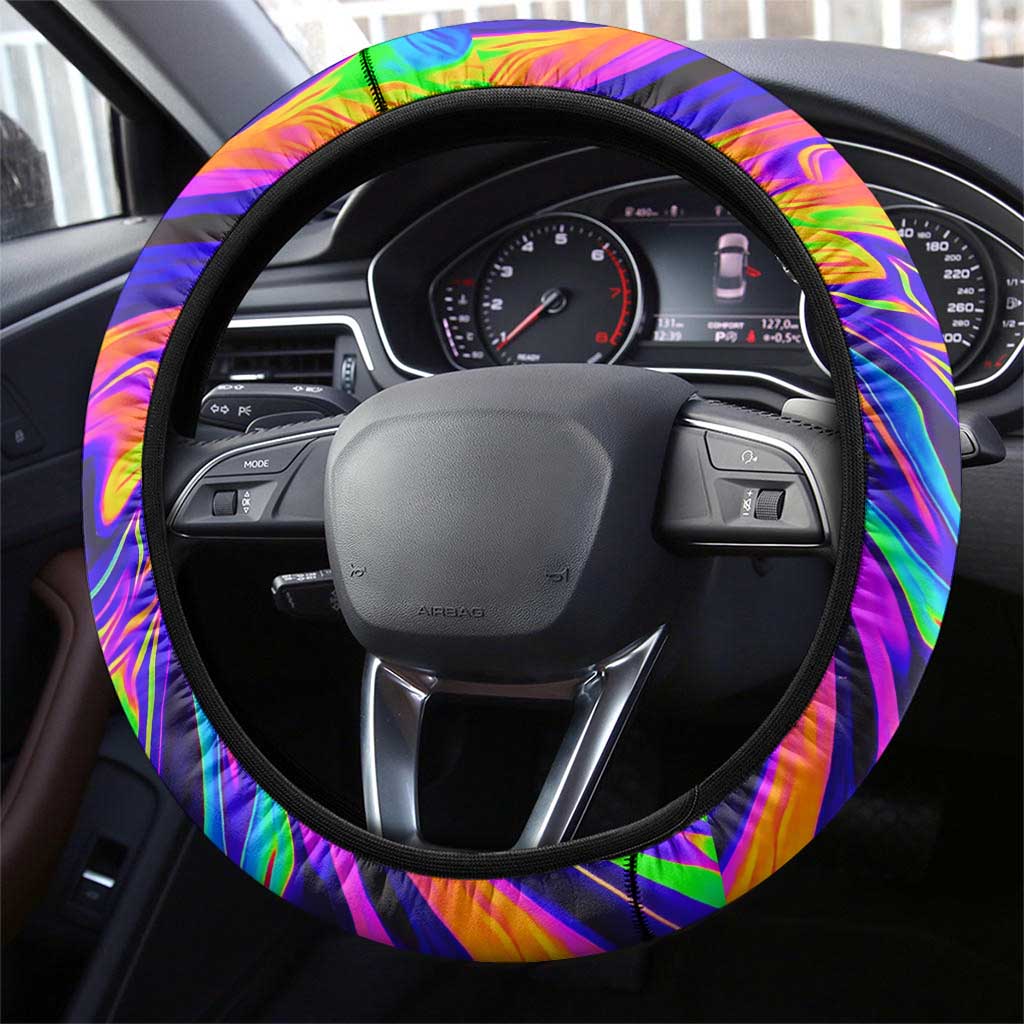 Funny Psychedelic Monkey Thinker Steering Wheel Cover Trippy Curiosity Vibes