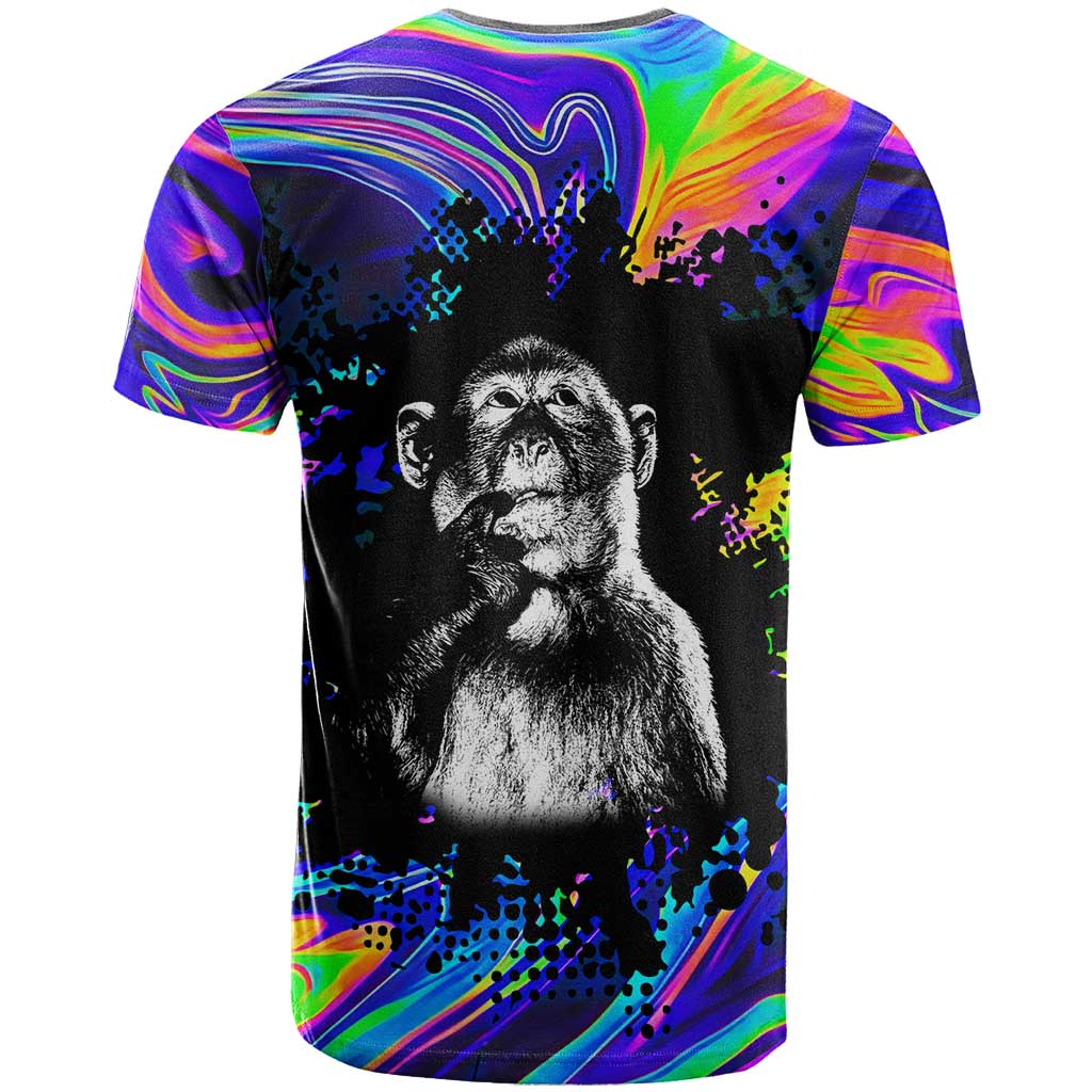 Funny Psychedelic Monkey Thinker T Shirt Trippy Curiosity Vibes