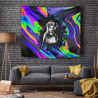 Funny Psychedelic Monkey Thinker Tapestry Trippy Curiosity Vibes