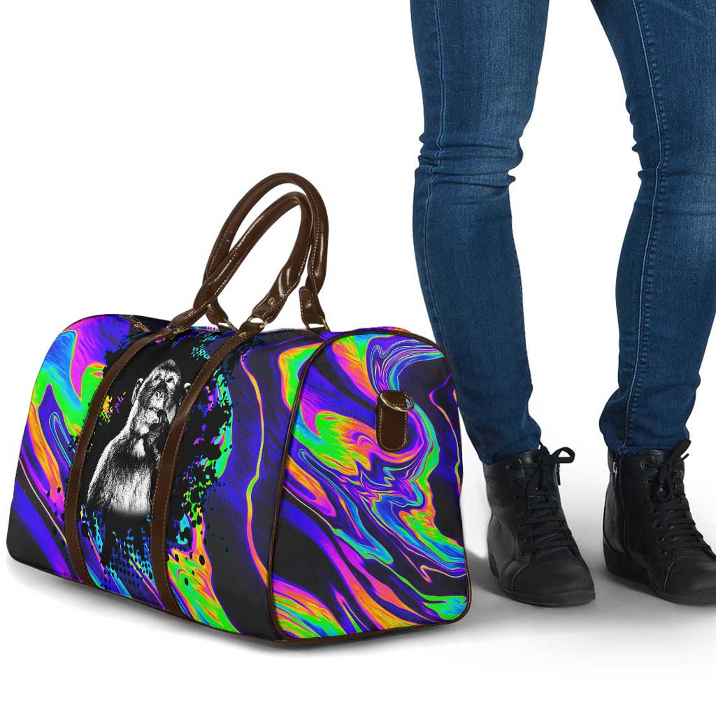 Funny Psychedelic Monkey Thinker Travel Bag Trippy Curiosity Vibes