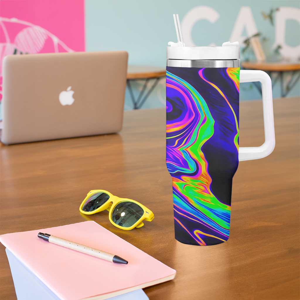 Funny Psychedelic Monkey Thinker Tumbler With Handle Trippy Curiosity Vibes