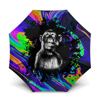 Funny Psychedelic Monkey Thinker Umbrella Trippy Curiosity Vibes