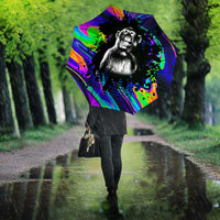 Funny Psychedelic Monkey Thinker Umbrella Trippy Curiosity Vibes