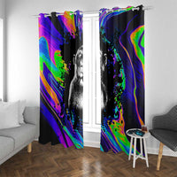 Funny Psychedelic Monkey Thinker Window Curtain Trippy Curiosity Vibes