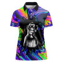 Funny Psychedelic Monkey Thinker Women Polo Shirt Trippy Curiosity Vibes