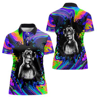 Funny Psychedelic Monkey Thinker Women Polo Shirt Trippy Curiosity Vibes
