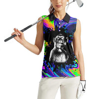 Funny Psychedelic Monkey Thinker Women Sleeveless Polo Shirt Trippy Curiosity Vibes
