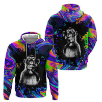 Funny Psychedelic Monkey Thinker Zip Hoodie Trippy Curiosity Vibes