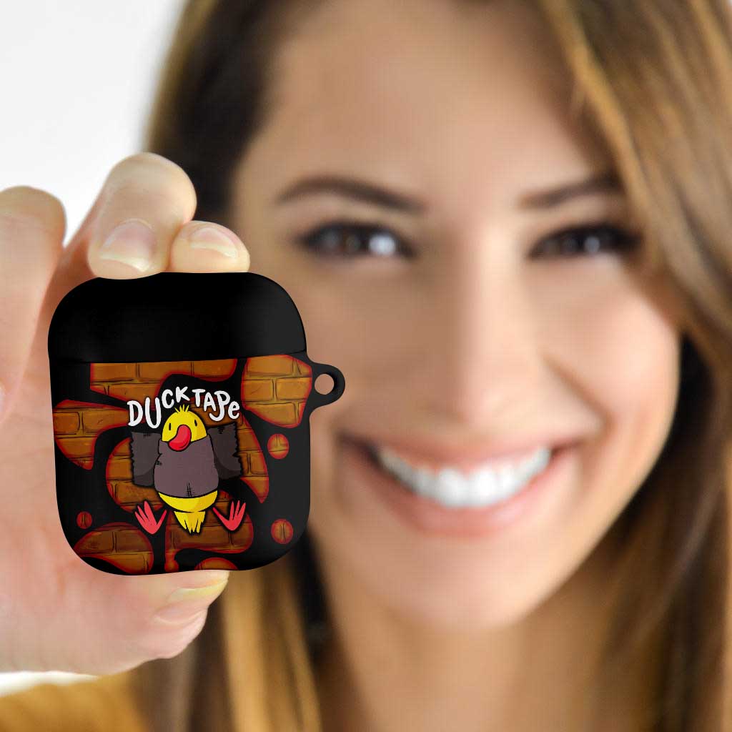 Funny Duck Tape Pun Art AirPods Case Quirky Cartoon Duck Humor