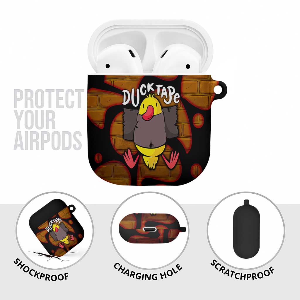 Funny Duck Tape Pun Art AirPods Case Quirky Cartoon Duck Humor