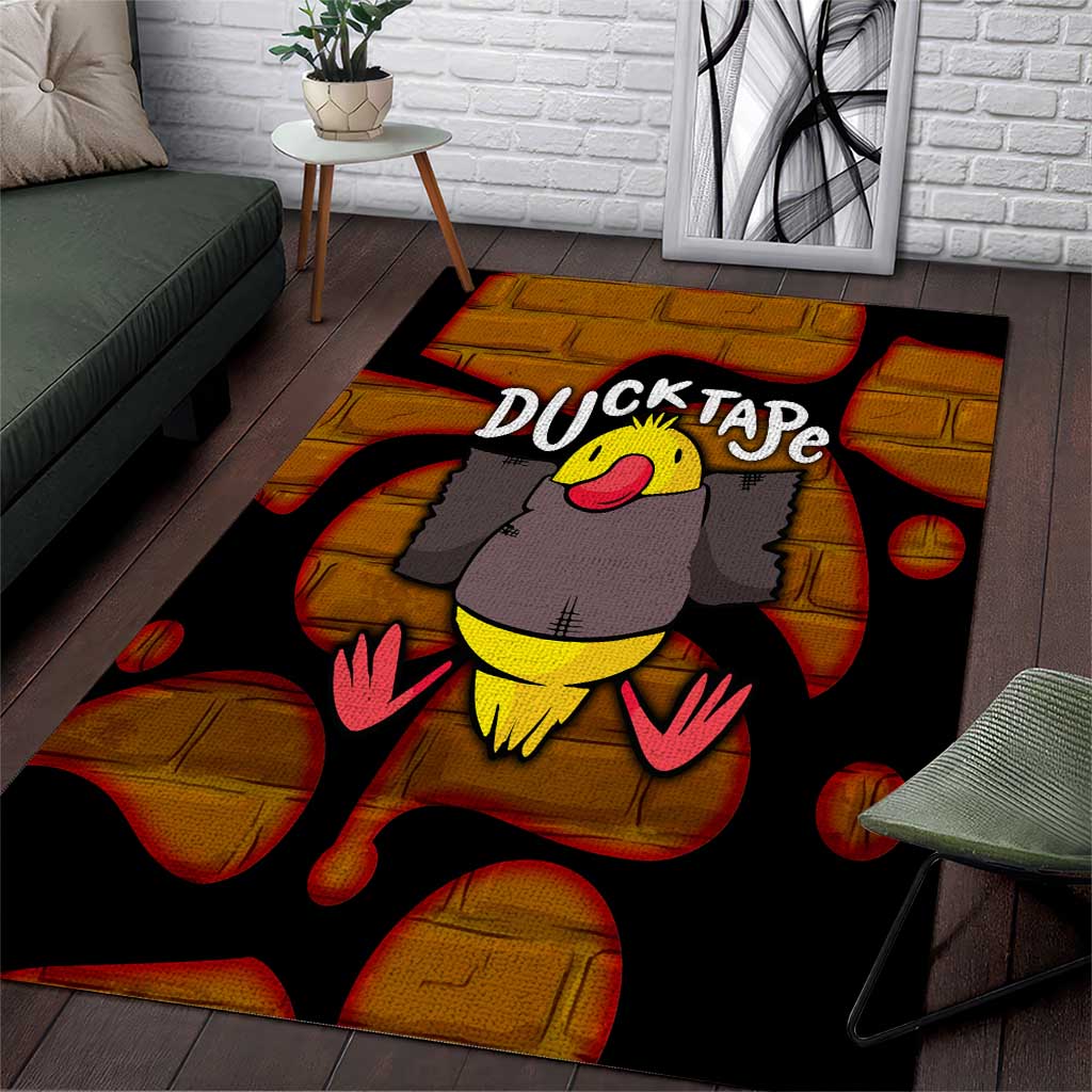 Funny Duck Tape Pun Art Area Rug Quirky Cartoon Duck Humor