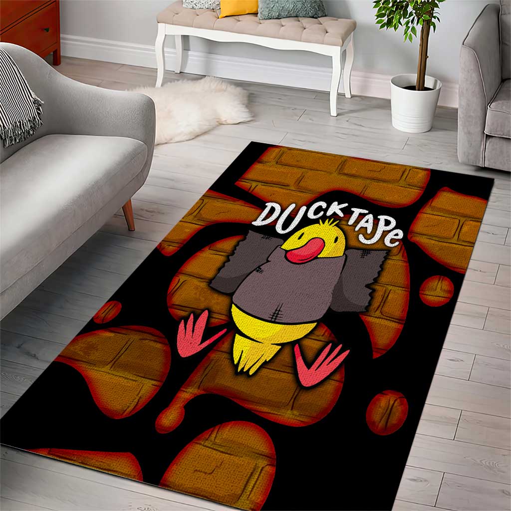 Funny Duck Tape Pun Art Area Rug Quirky Cartoon Duck Humor