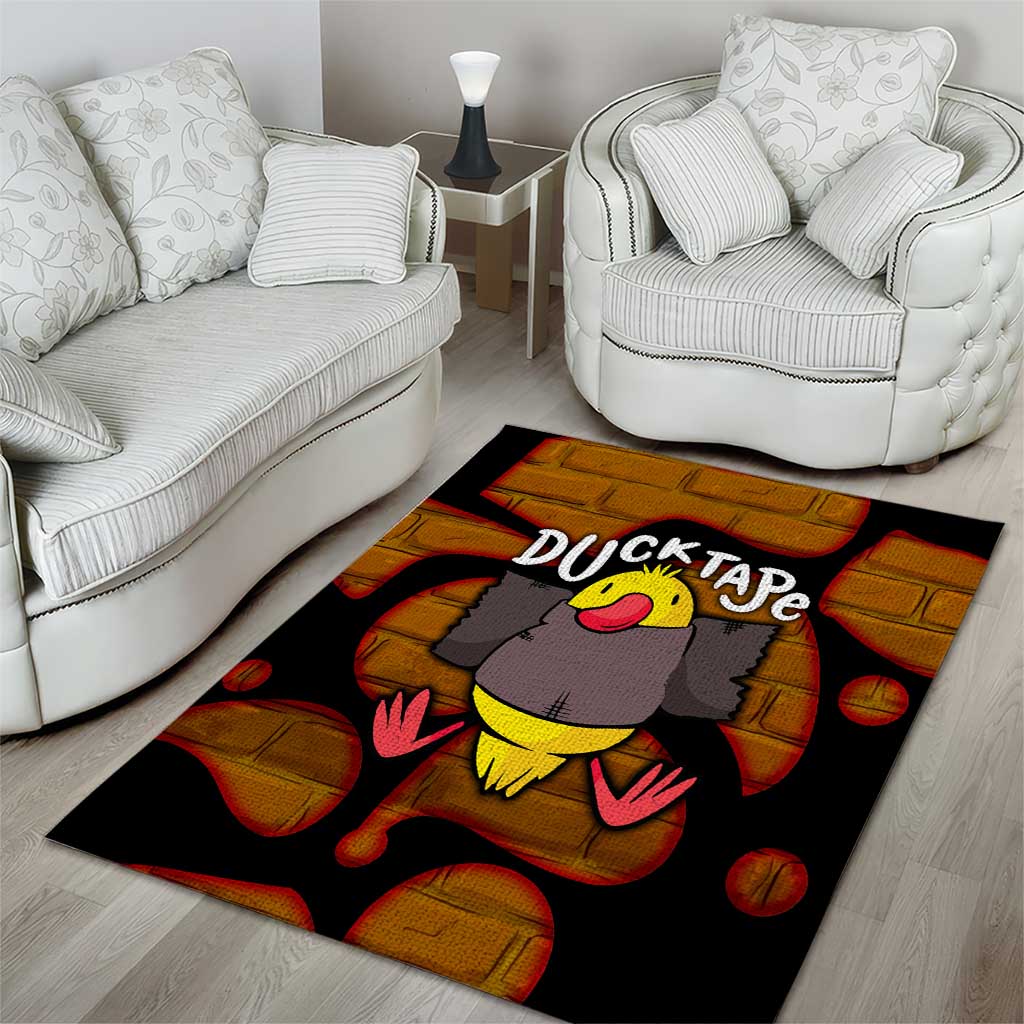 Funny Duck Tape Pun Art Area Rug Quirky Cartoon Duck Humor
