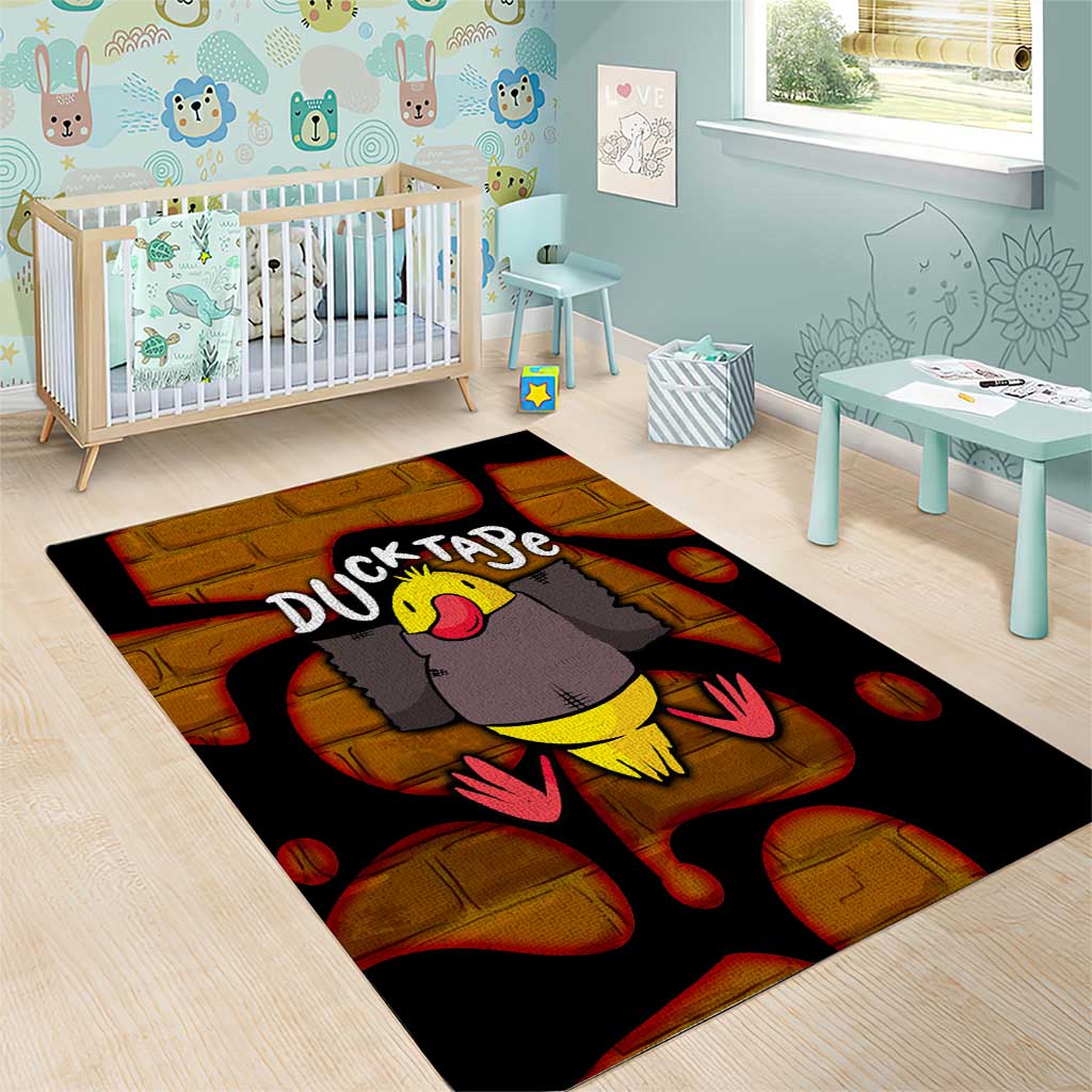 Funny Duck Tape Pun Art Area Rug Quirky Cartoon Duck Humor