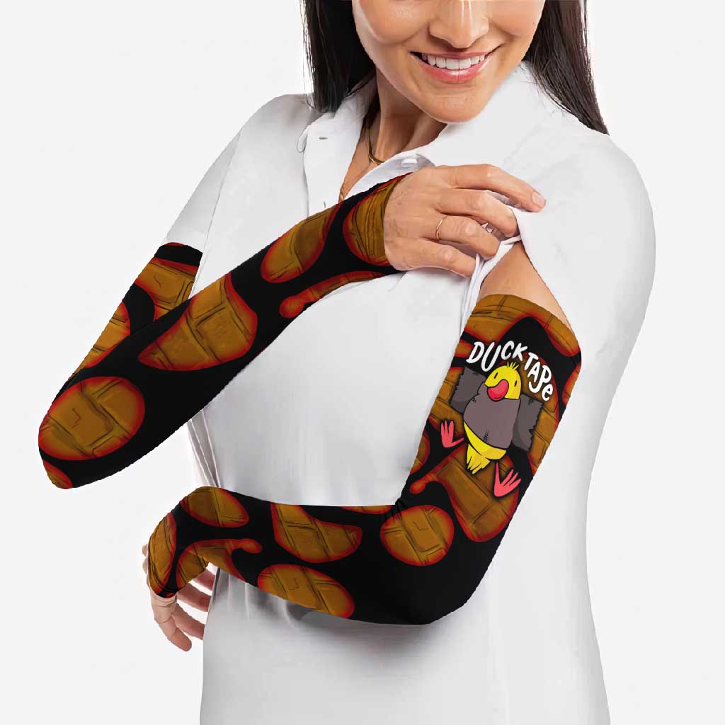 Funny Duck Tape Pun Art Arm Sleeves Quirky Cartoon Duck Humor