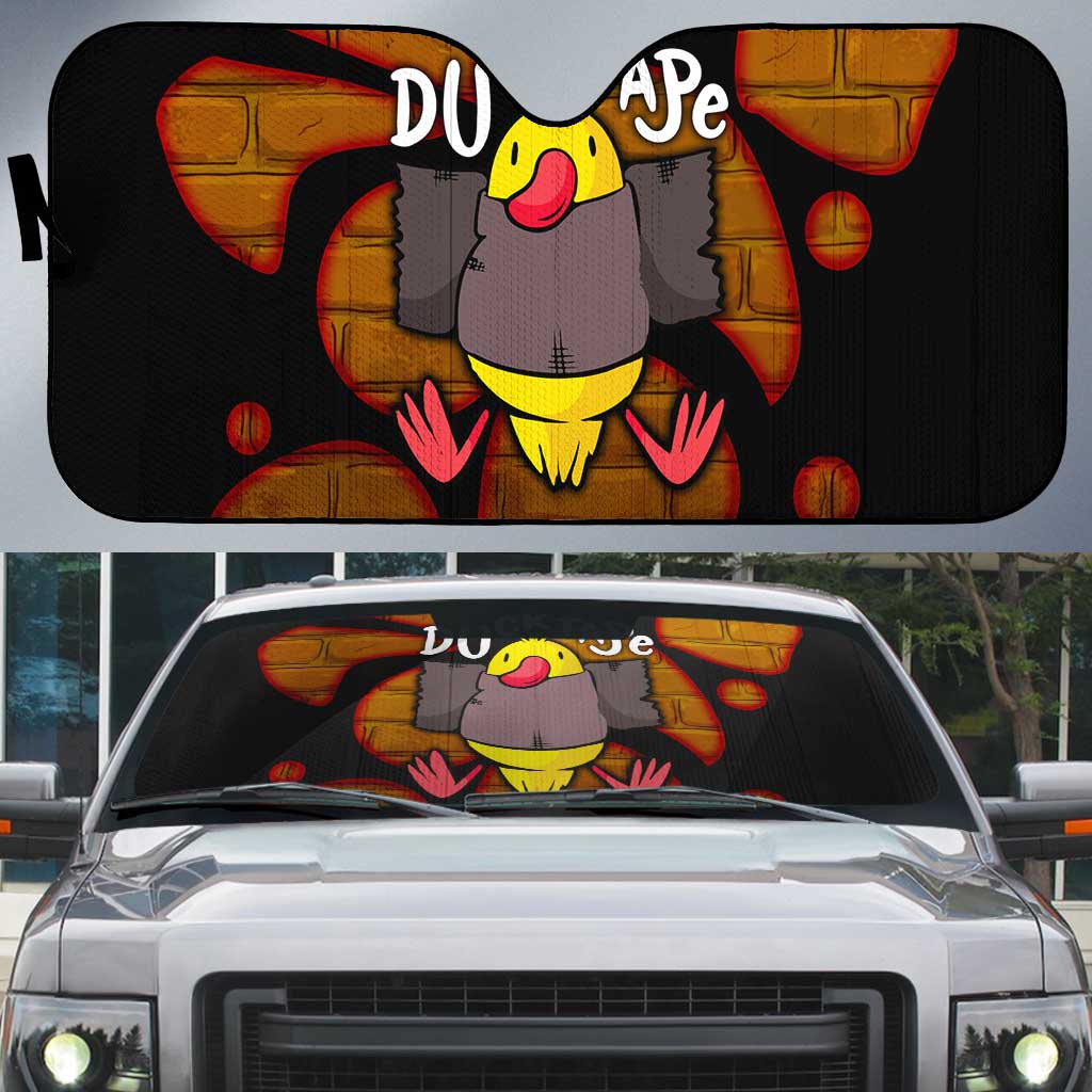 Funny Duck Tape Pun Art Auto Sun Shade Quirky Cartoon Duck Humor