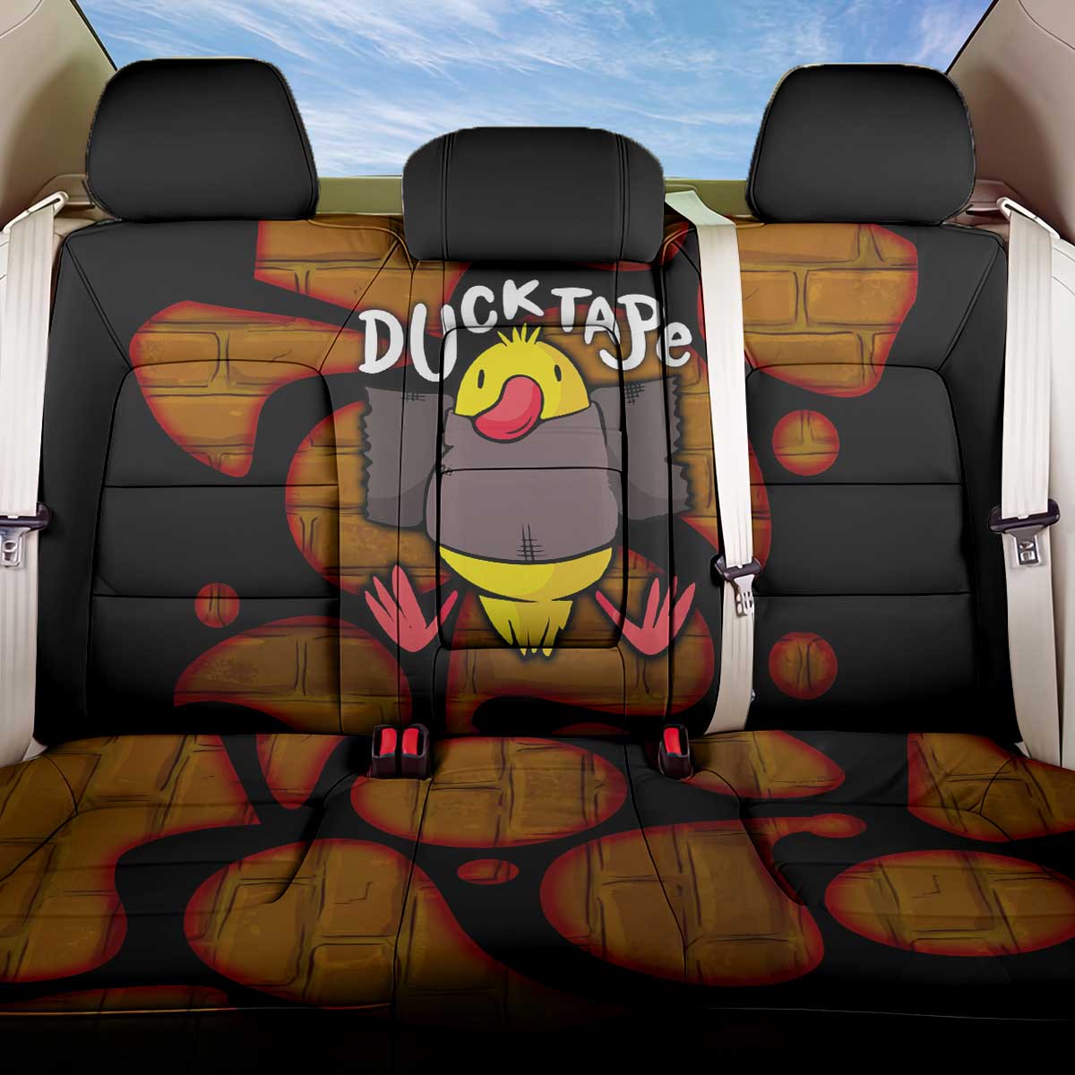 Funny Duck Tape Pun Art Back Car Seat Cover Quirky Cartoon Duck Humor