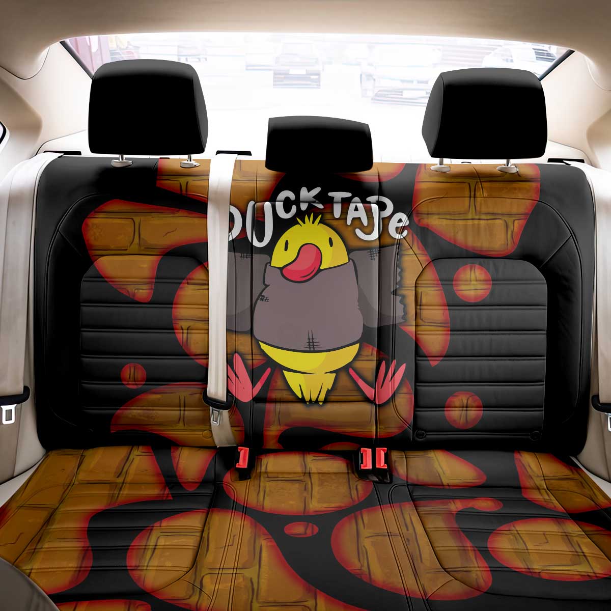 Funny Duck Tape Pun Art Back Car Seat Cover Quirky Cartoon Duck Humor