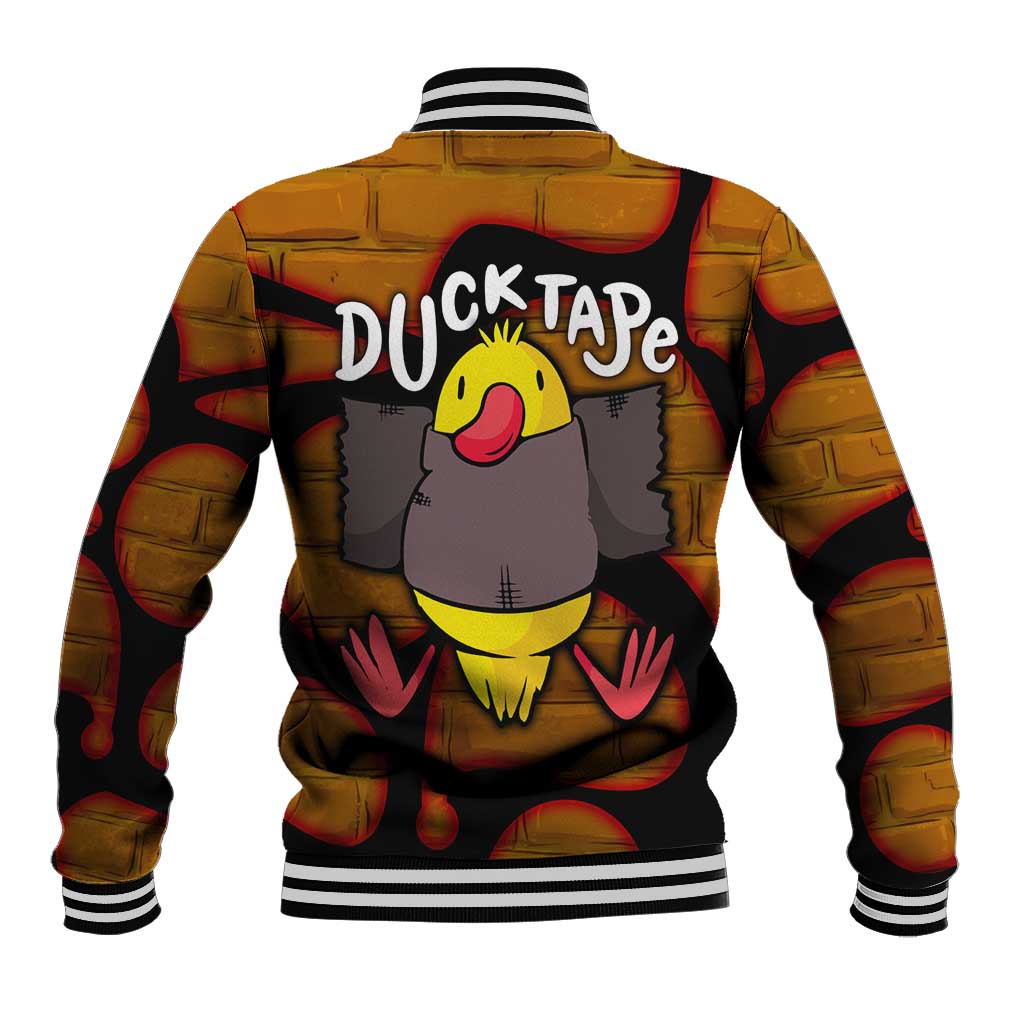 Funny Duck Tape Pun Art Baseball Jacket Quirky Cartoon Duck Humor