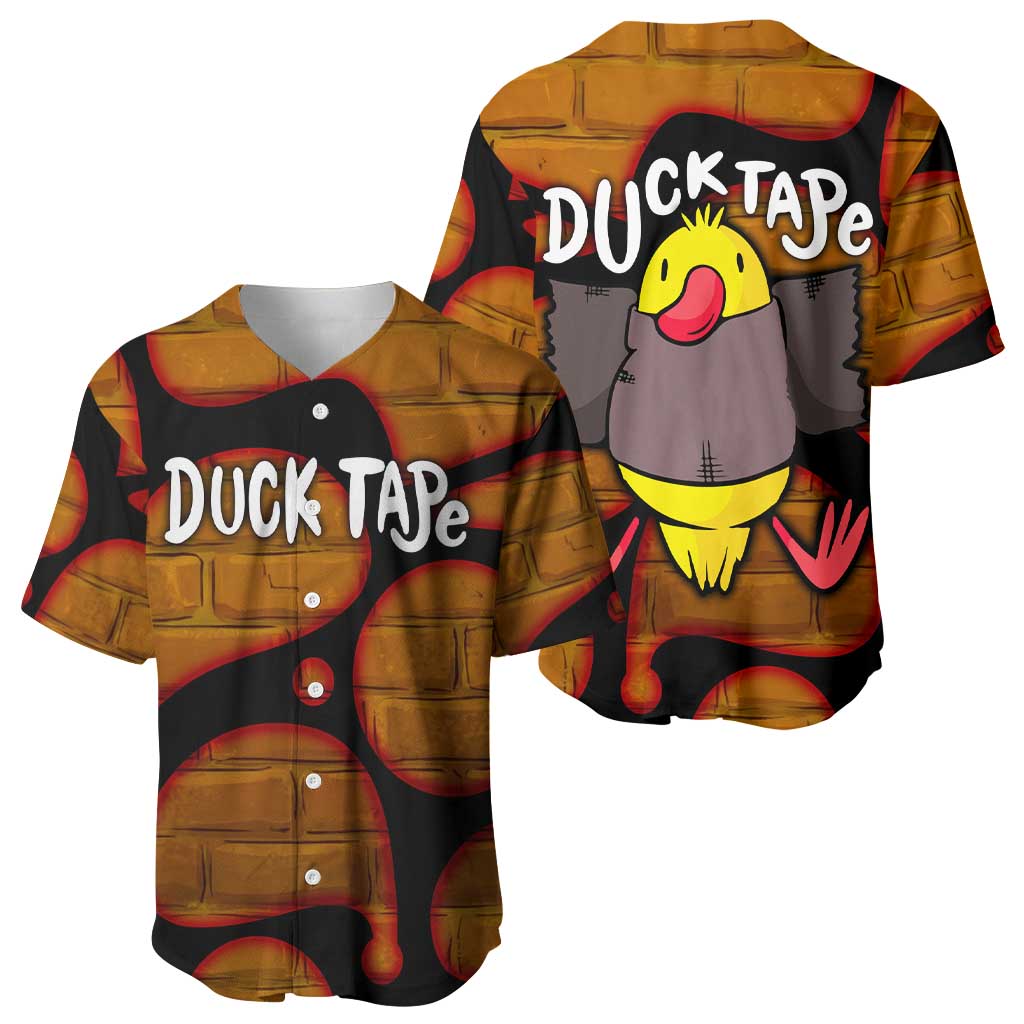 Funny Duck Tape Pun Art Baseball Jersey Quirky Cartoon Duck Humor