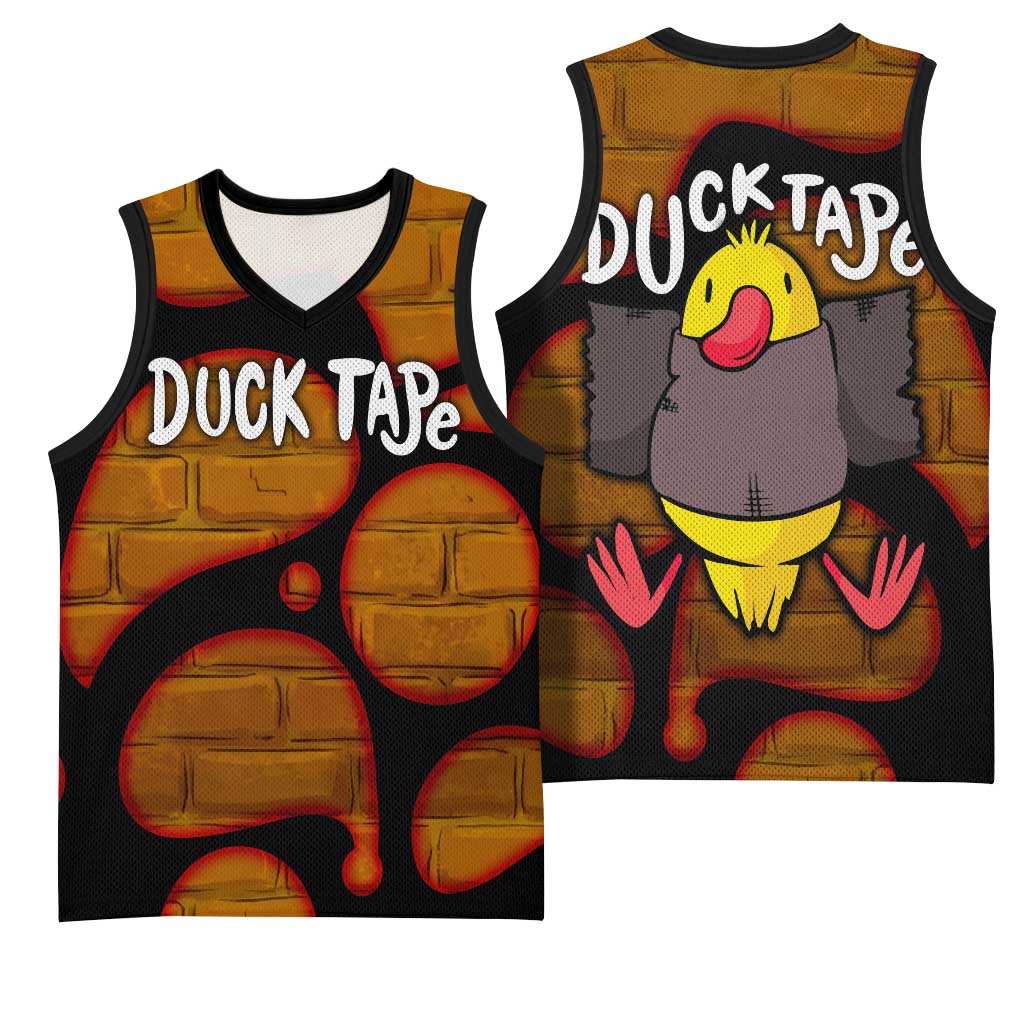 Funny Duck Tape Pun Art Basketball Jersey Quirky Cartoon Duck Humor