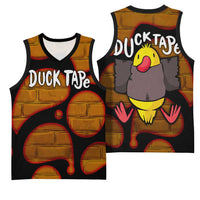 Funny Duck Tape Pun Art Basketball Jersey Quirky Cartoon Duck Humor