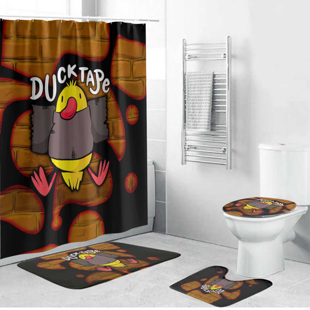Funny Duck Tape Pun Art Bathroom Set Quirky Cartoon Duck Humor