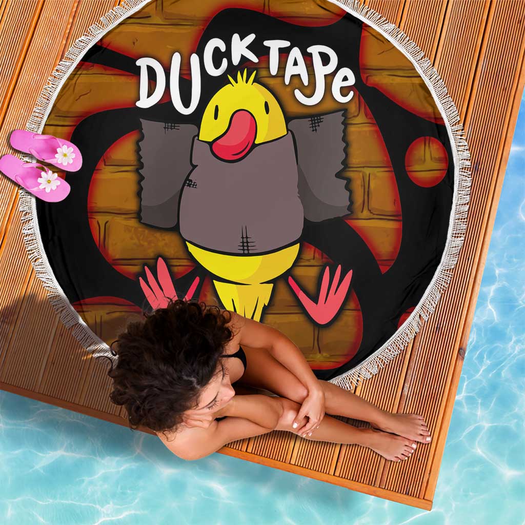 Funny Duck Tape Pun Art Beach Blanket Quirky Cartoon Duck Humor
