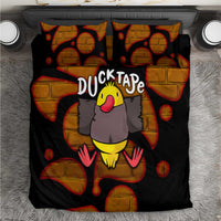 Funny Duck Tape Pun Art Bedding Set Quirky Cartoon Duck Humor