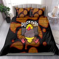 Funny Duck Tape Pun Art Bedding Set Quirky Cartoon Duck Humor