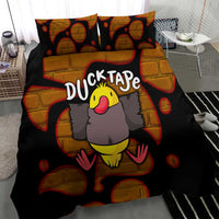Funny Duck Tape Pun Art Bedding Set Quirky Cartoon Duck Humor