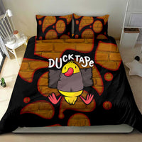 Funny Duck Tape Pun Art Bedding Set Quirky Cartoon Duck Humor