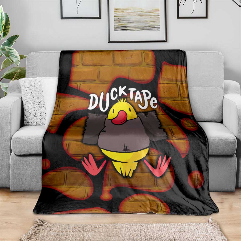 Funny Duck Tape Pun Art Blanket Quirky Cartoon Duck Humor