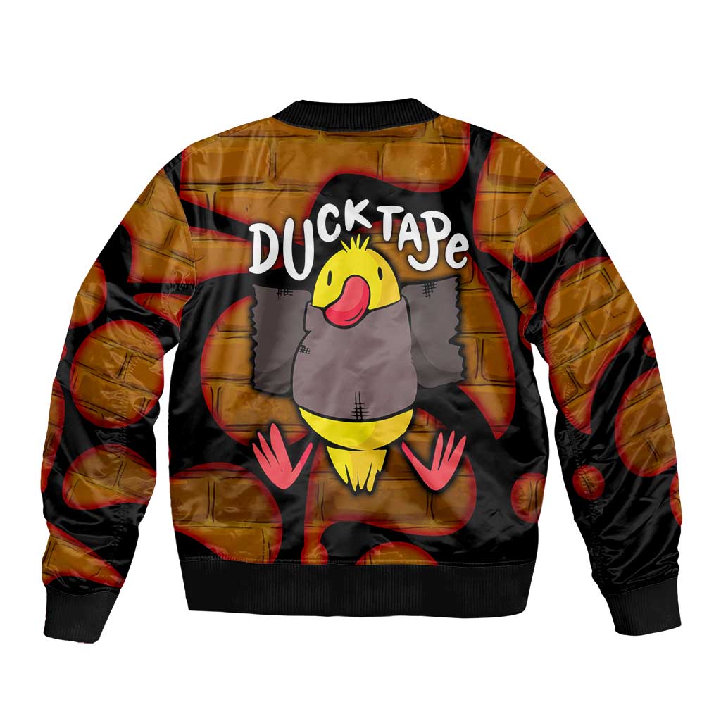 Funny Duck Tape Pun Art Bomber Jacket Quirky Cartoon Duck Humor