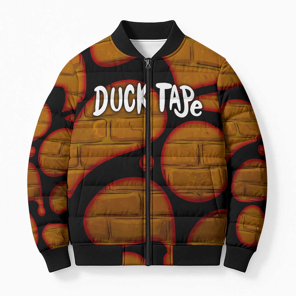 Funny Duck Tape Pun Art Bomber Puffer Jacket Quirky Cartoon Duck Humor