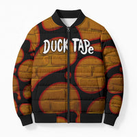 Funny Duck Tape Pun Art Bomber Puffer Jacket Quirky Cartoon Duck Humor