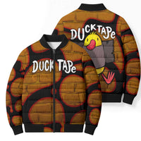 Funny Duck Tape Pun Art Bomber Puffer Jacket Quirky Cartoon Duck Humor