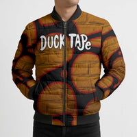 Funny Duck Tape Pun Art Bomber Puffer Jacket Quirky Cartoon Duck Humor