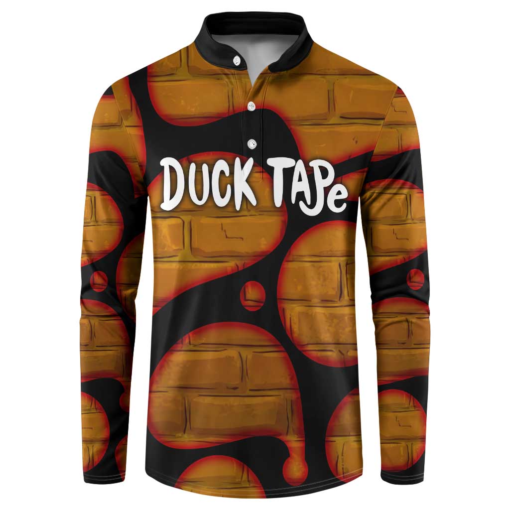 Funny Duck Tape Pun Art Button Sweatshirt Quirky Cartoon Duck Humor
